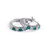 14K White Gold Plated Green Round Cut Cubic Zirconia Men Women Hoop Earrings